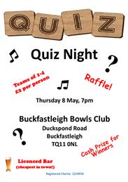 Quiz Night - Thursday 8 May, 7pm