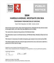 Extended Road Closure at Harold Avenue