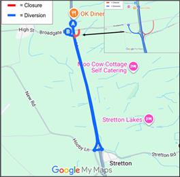 Notification of essential maintenance work - A1 southbound exit/entry slip roads Morkery Lane junction near South Witham