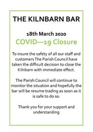 KILNBARN CLOSURE - COVID - 19 VIRUS