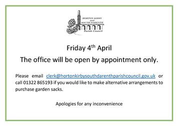 Parish Office Closed Friday 4th April 2025