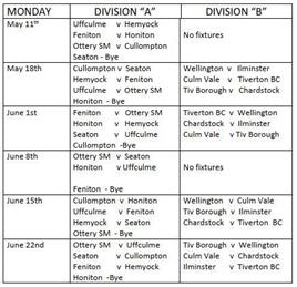 East of Exe Mixed League Fixtures 2020