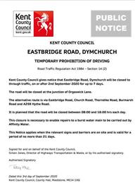 Emergency road Closure Eastbridge Road Dymchurch