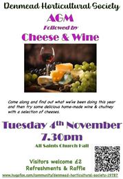AGM Tuesday 4th November  7.30 pm