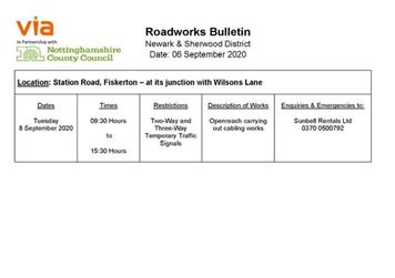 Temporary Traffic Signals on Station Road 8 September 2020
