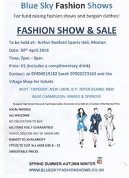 FASHION SHOW & SALE AT ARTHUR RADFORD CENTRE ON 30 APRIL 7.00-9.00