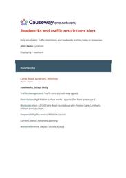 Roadworks, Delays likely A3102 Calne Road