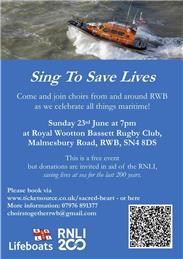 Sing to Save Lives, Sunday June 23rd RWB Rugby Club