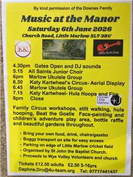 Music at the Manor Saturday 6th June 2026