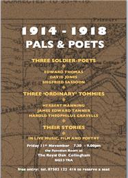 UPDATED VENUE: 1914-1918 Pals & Poets in The Royal Oak