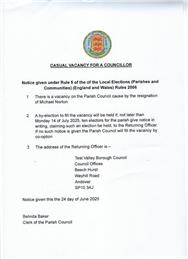 Resignation of a Councillor
