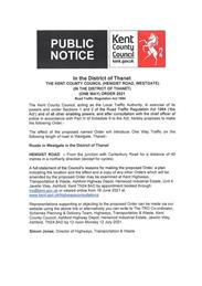 Consultation - Proposed one way order on Hengist Road