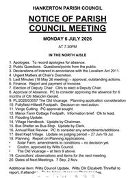Parish Council Meeting on Mon 6 July