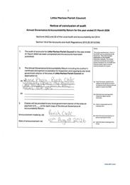 Notice of  Completion of Audit AGAR for year end 31 March 2026