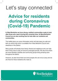 West Berkshire Council: Advice for residents during Coronavirus (Covid-19) Pandemic