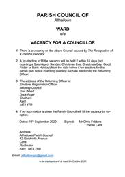 VACANCY for a Parish Councillor