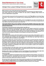 Resurfacing works, Aldington Road,