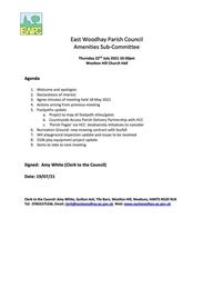 Amenities Committee Meeting 22/07/21 WHCH 10:30am