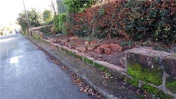 Sandstone Wall Damage on the Grove Footpath, Bomere Heath...