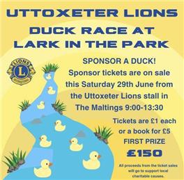 THE ANNUAL UTTOXETER LIONS DUCK RACE AT LARK IN THE PARK IS BACK!!