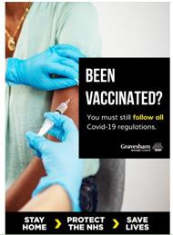 Please continue to follow all the Covid 19 regulations after receiving the vaccine