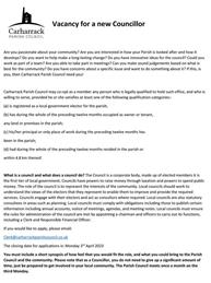 Vacancy for a new councillor