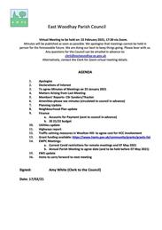 EWPC Meeting 22/02/21 @5:30pm