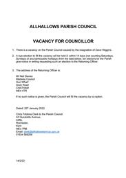 VACANCY for a Parish Councillor