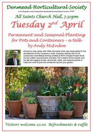 Talk on Tuesday 2nd April  Permanent and Seasonal Planting for Pots and Containers