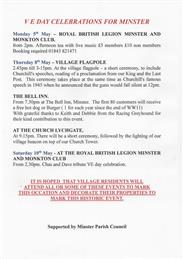 Acol invited to Minster VE Day celebrations
