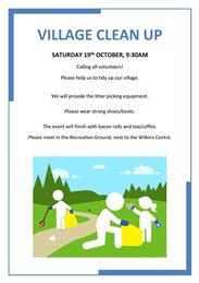VILLAGE CLEAN UP  SATURDAY 19th OCTOBER, 9:30AM