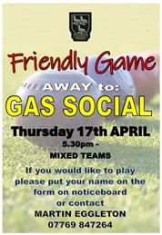 Friendly Game - Thursday 17th April