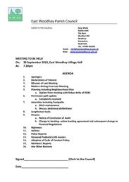 EWPC Agenda for 30/09/2019