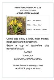 Bishop Monkton Bowling Club Spring Coffee Morning