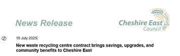 New Waste Recycling Centre Contract