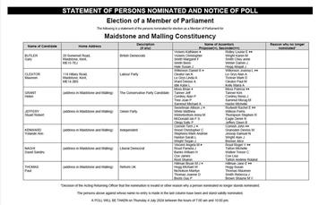 GENERAL ELECTION, NOTICE OF CANDIDATES