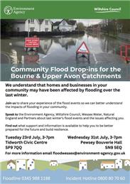 Flood Drop In  Wednesday 31st July 2024 3 pm - 7 pm, Bouverie Hall, Pewsey