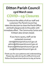 DITTON PARISH COUNCIL CLOSURES