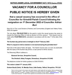 Casual Vacancy Grinshill Parish Council