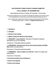 Planning Meeting 30 November 2020 @17:30