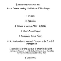 Cheswardine Parish Hall AGM