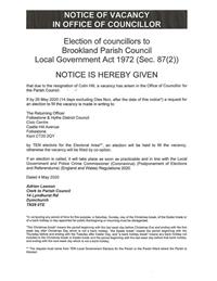 Notice Of Vacancy For a Parish Councillor