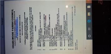 Agenda for next week's Meeting