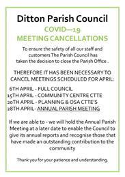ALL APRIL MEETINGS CANCELLED