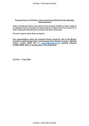 Proposed Closure of St Peter’s Church Churchyard (Old Part Only), Allendale, Northumberland