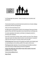 Cornelius Fund - Appeal for Secretary and Treasurer