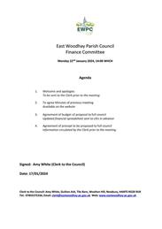 Finance Committee Meeting 22/01/24