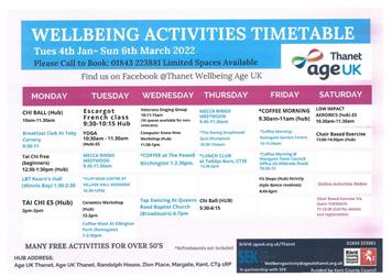 Age UK activities timetable 4 Jan to 6 March 2022