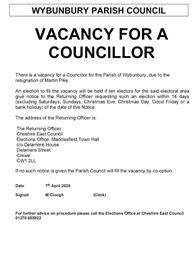Notice of Vacancy for Parish Councillor