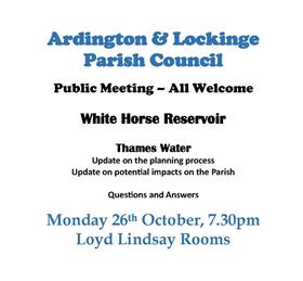 Parish Meeting on White Horse Reservoir - 26th October